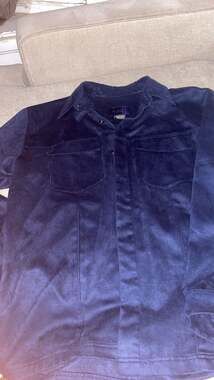 Jordan Two3 Men's Corduroy Button-Up Shirt Jacket with Embroidered Detail on bac